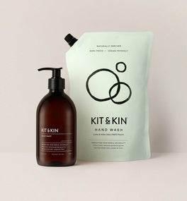 Our Kit & Kin eco refillable hand wash is non-toxic and ideal for people with sensitive skin. Available scented with natural essential oils, or fragrance free hand wash for eczema-prone skin