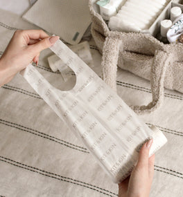 Kit & Kin biodegradable nappy bags that are super-soft and made with organic plant-based materials